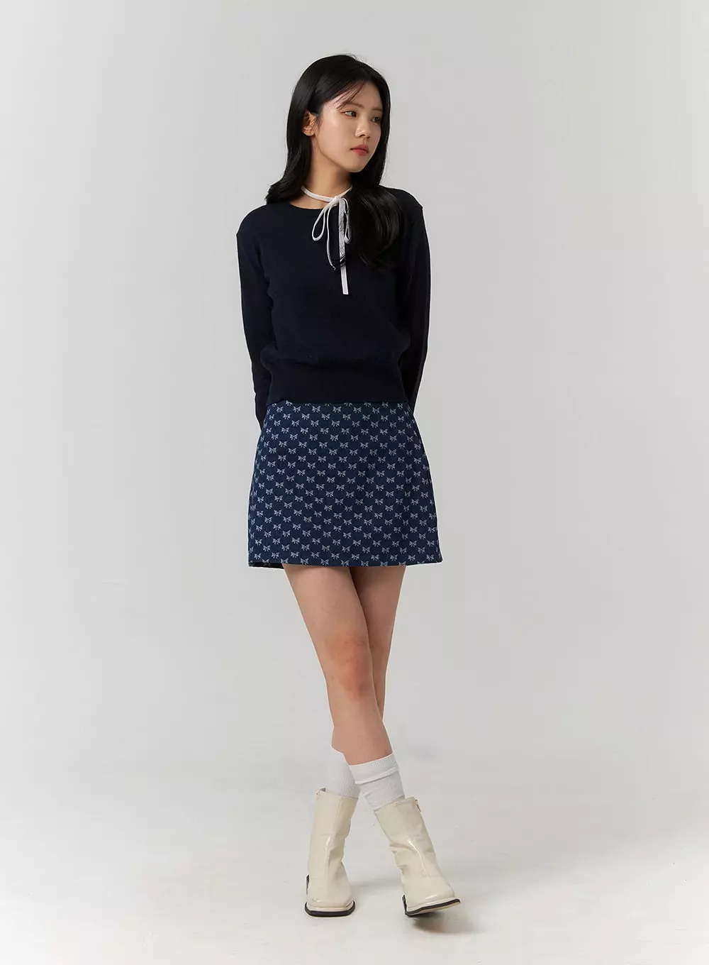 Balletcore Ribbon Graphic Mini Skirt OJ422