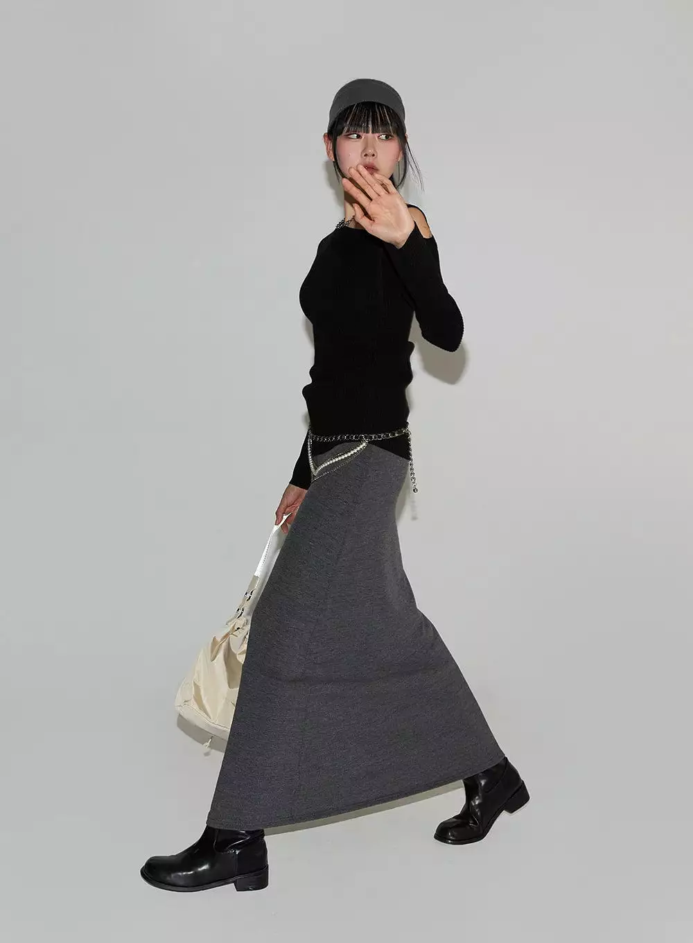 Basic Banded Maxi Skirt IF402