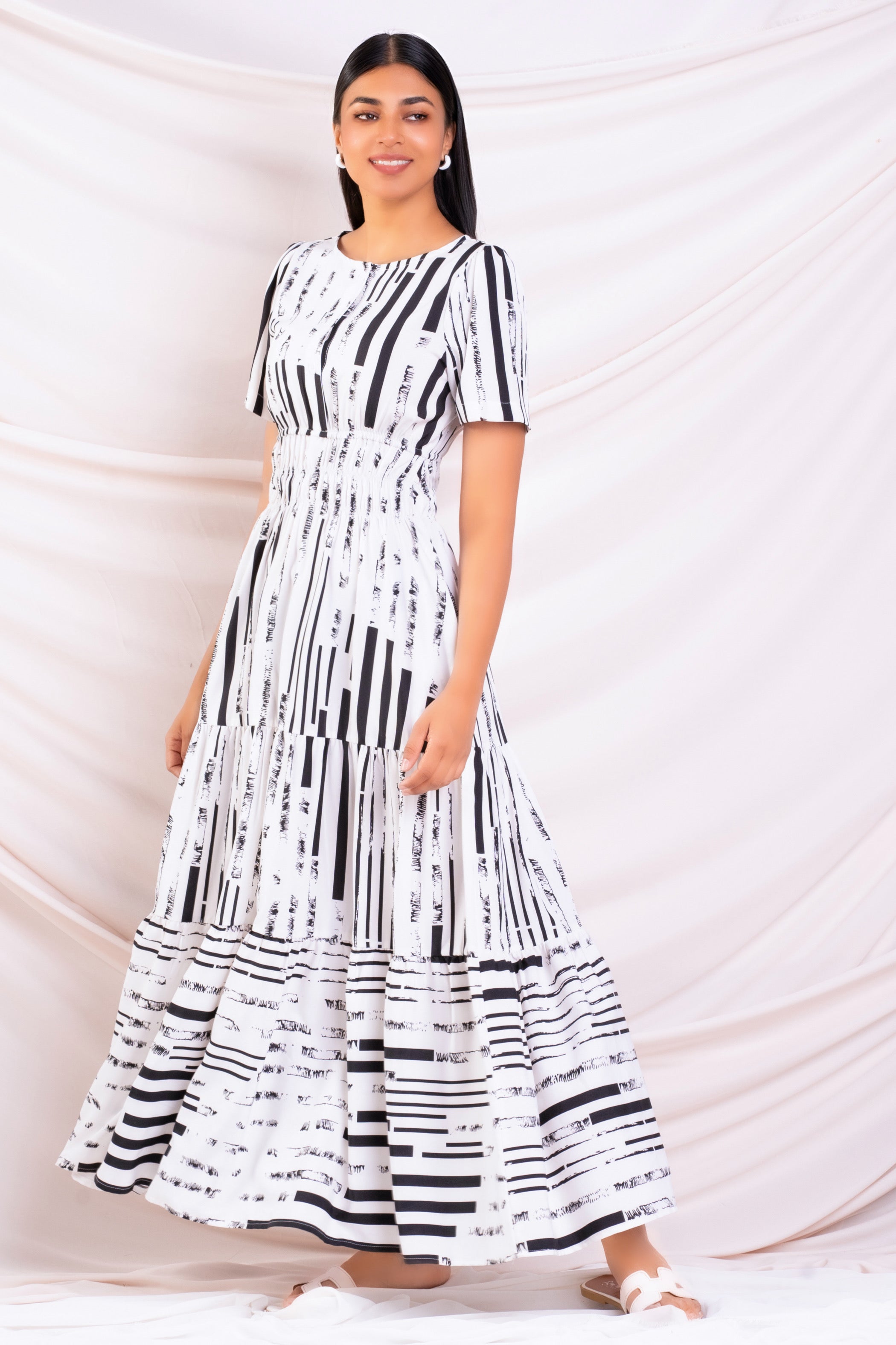 Black & White Printed Maxi Dress