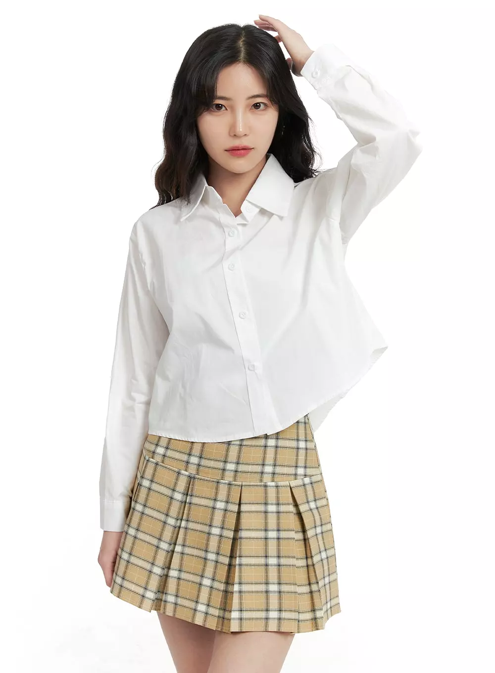 Checkered Pleated Mini Skirt OM425