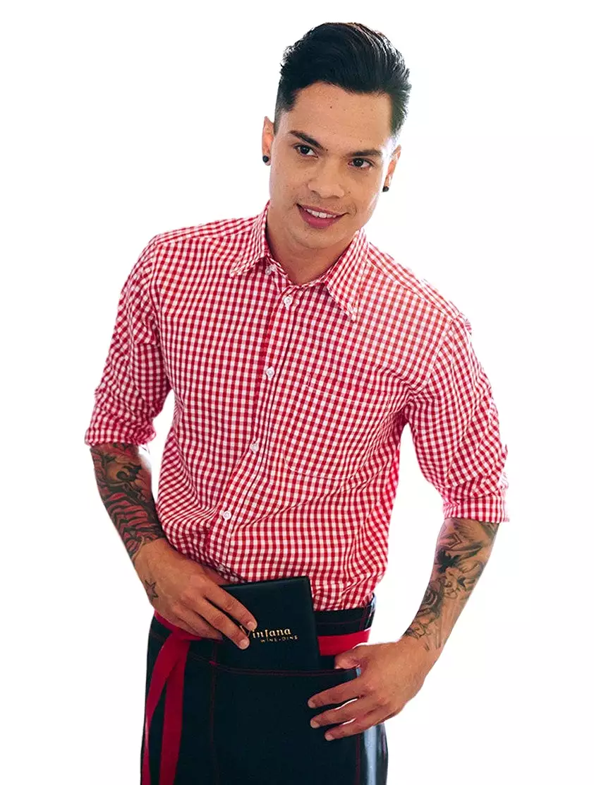 Chef Works Men's Red Gingham Dress Shirt