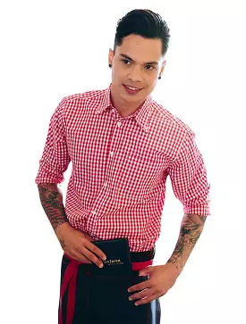 Chef Works Men's Red Gingham Dress Shirt