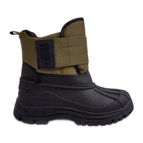 Children's Velcro Insulated Snow Boots Khaki Big Star MM374123 green