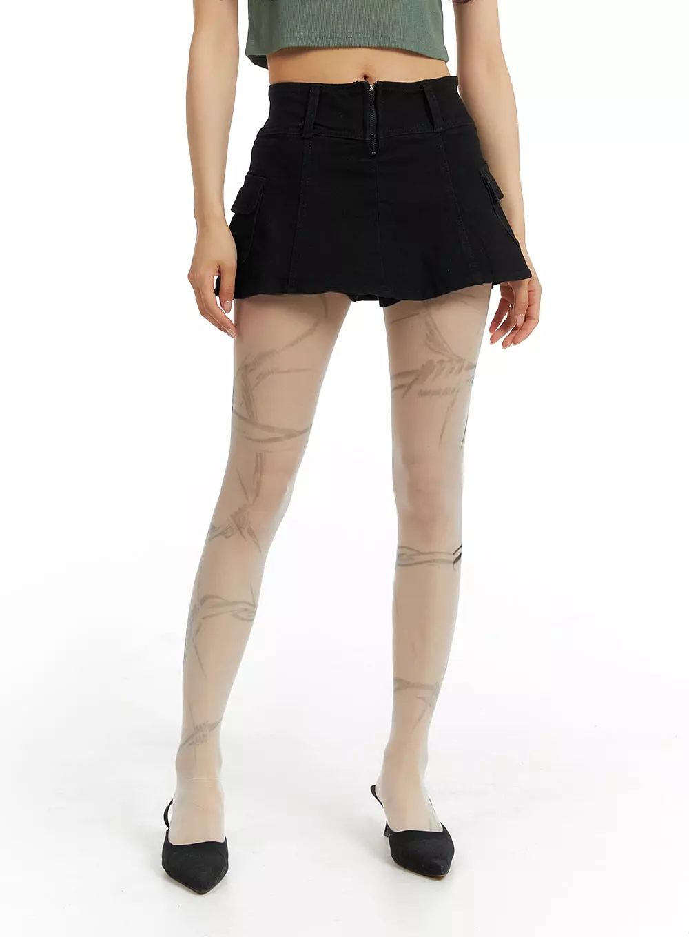 Denim Cargo Mini Skirt IM404