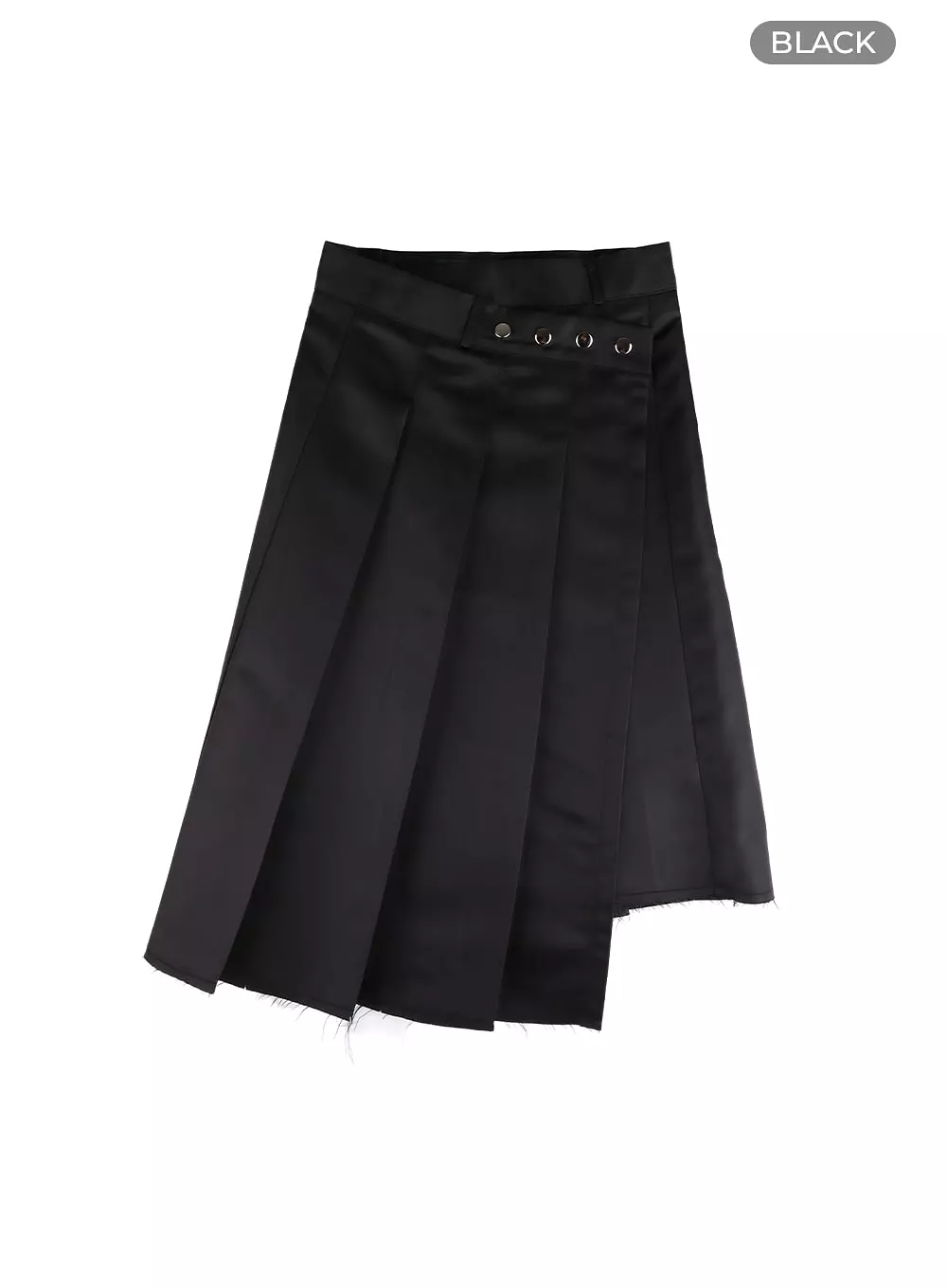 Destroyed Hem Pleated Midi Skirt CM412