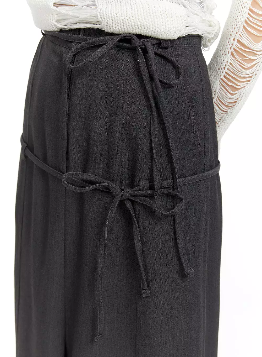 Drawstring Front Split Maxi Skirt CF420