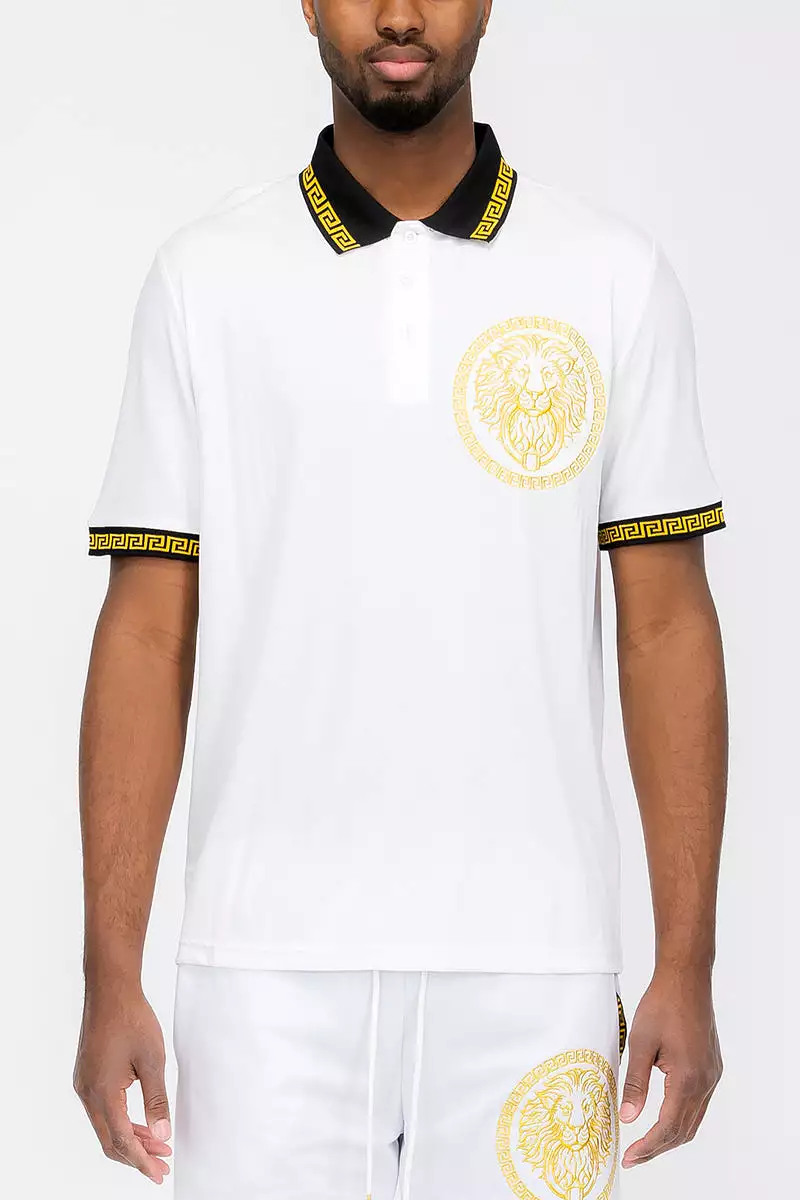 Embroidered Lion Head Polo Shirt