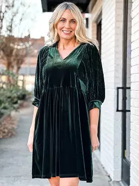 Evergreen Velvet Mini Dress