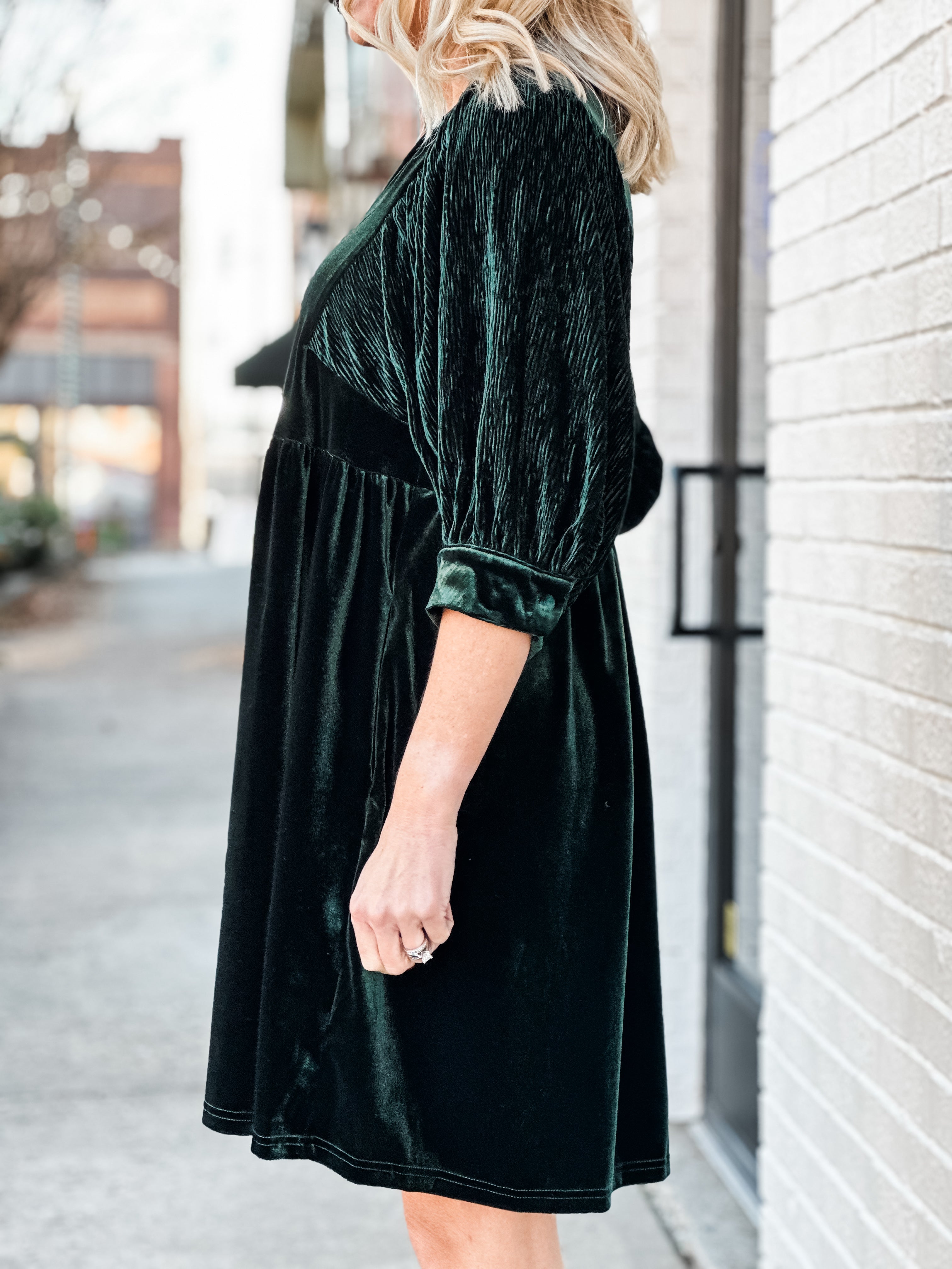 Evergreen Velvet Mini Dress