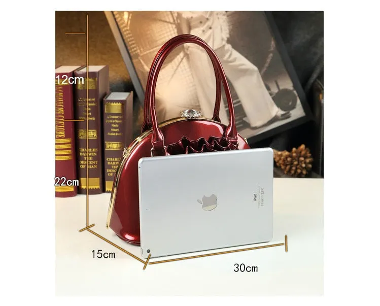 Fashion Leather Women Chinese Embroidery Flower Shoulder Crossbody Shell Tote Handbags