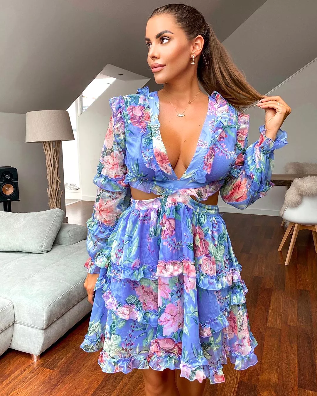 Flora Blue Mini Dress