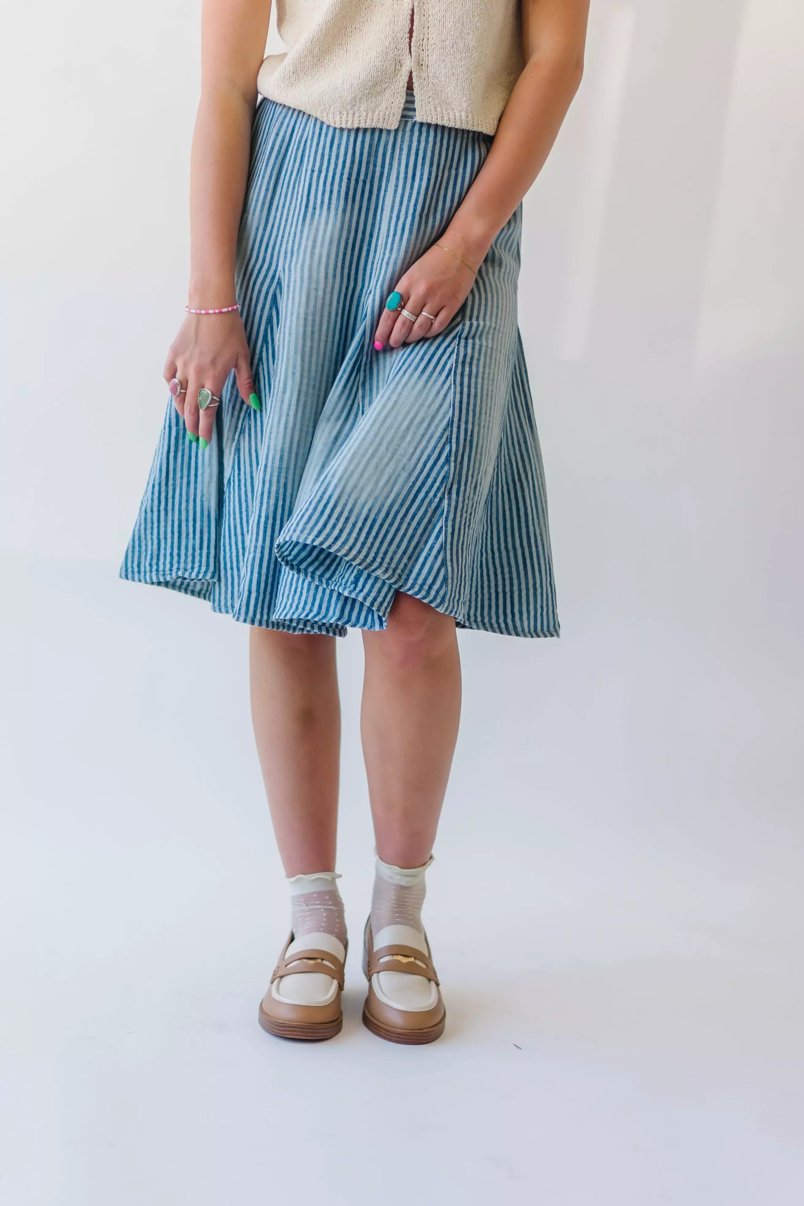 Free People: Candace Midi Skirt in Summer Stripe