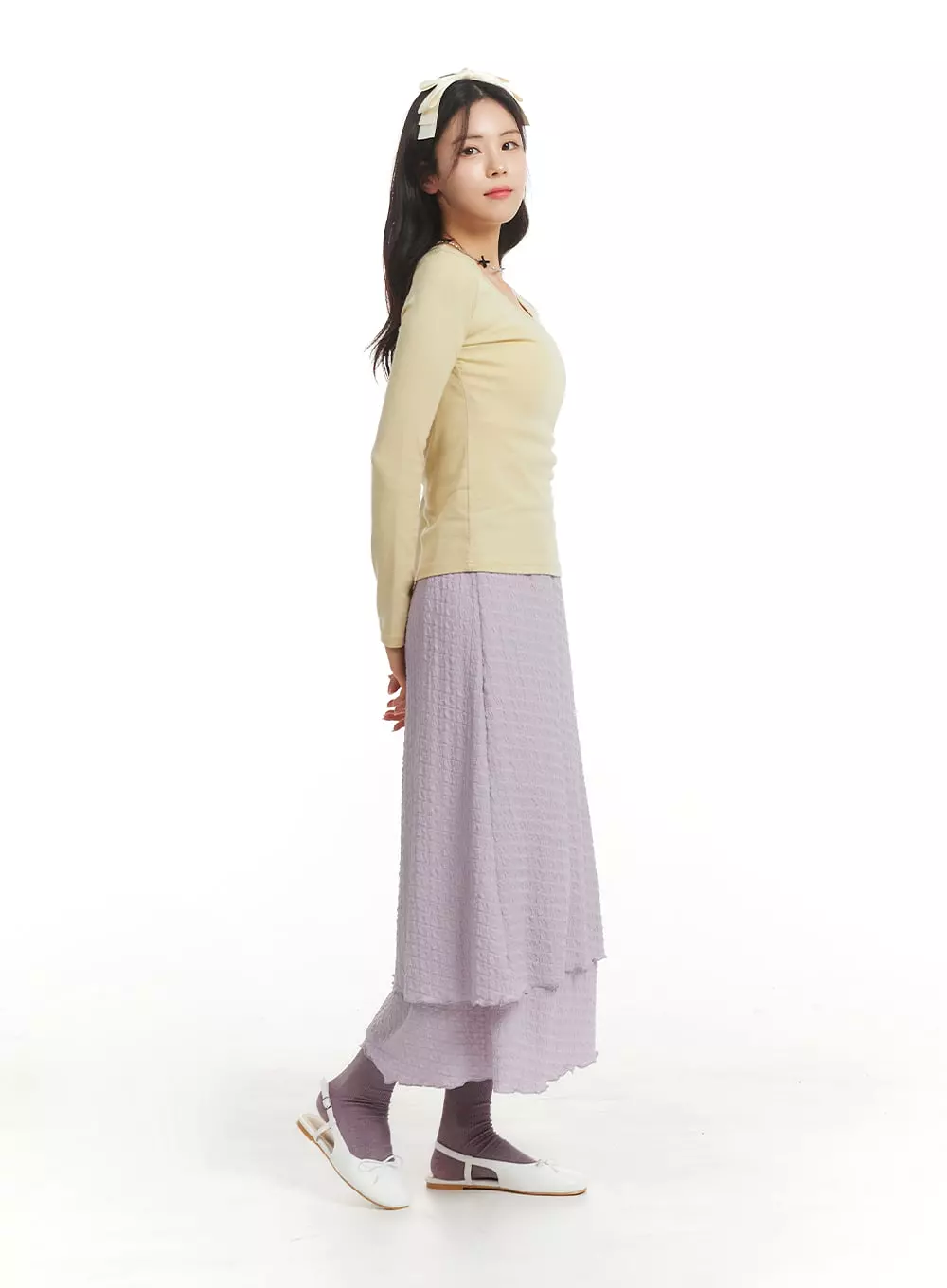 Frill Textured Maxi Skirt OM404