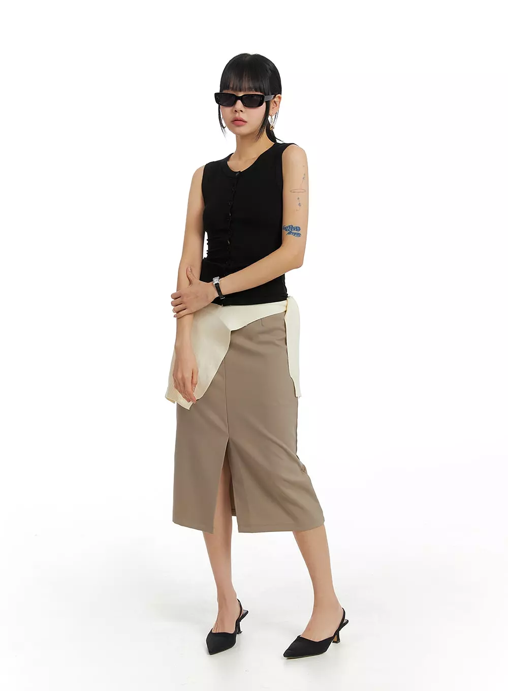 Front Split Maxi Skirt IM414