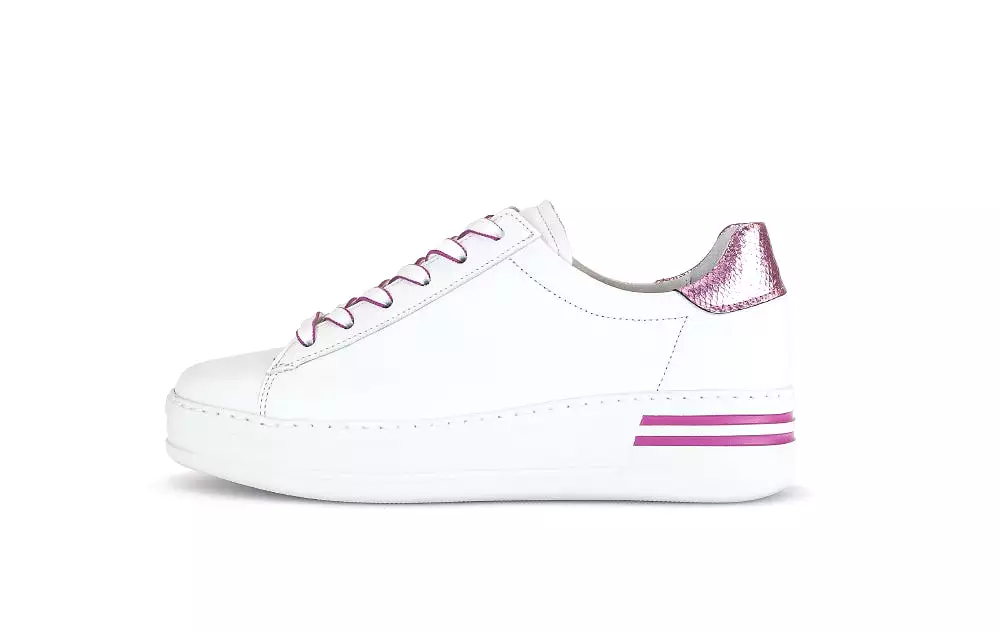 Gabor White Pink Leather Trainer