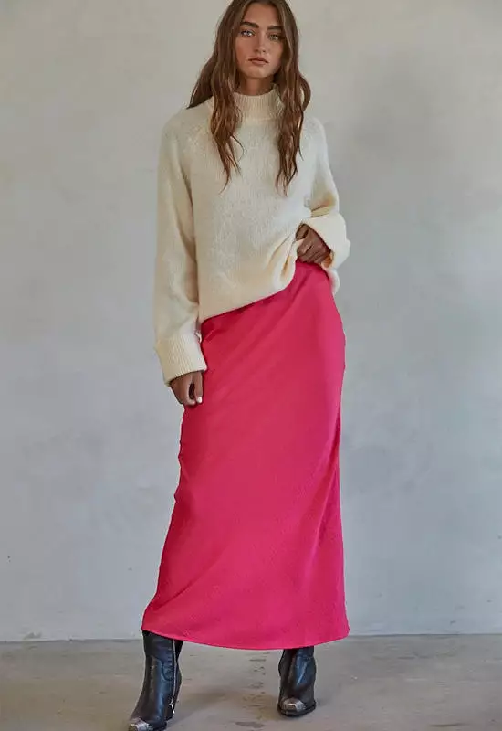 Gala Satin Skirt - Hot Pink