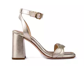 Heeled Sandals, Metallic Gold