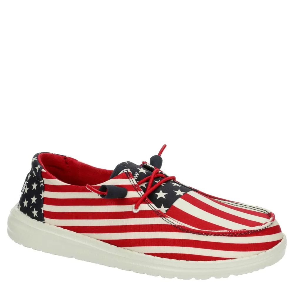 HEYDUDE  WOMENS WENDY AMERICANA SLIP ON SNEAKER