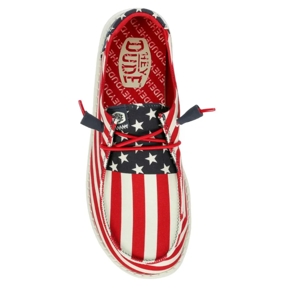 HEYDUDE  WOMENS WENDY AMERICANA SLIP ON SNEAKER