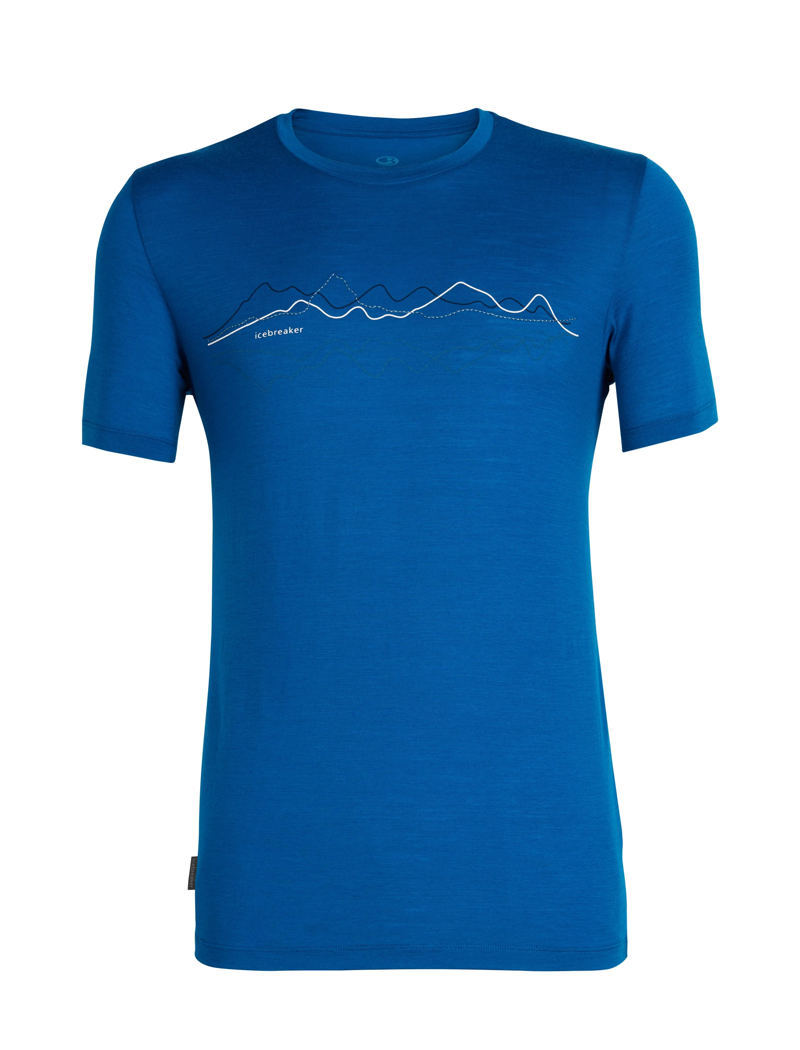 icebreaker Merino Men's 150 Tech Lite Short Sleeve Crewe  Mountain Line T-Shirt - Blue Carrot Red