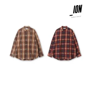 IONSEOUL  |Other Plaid Patterns Unisex Street Style Long Sleeves Cotton