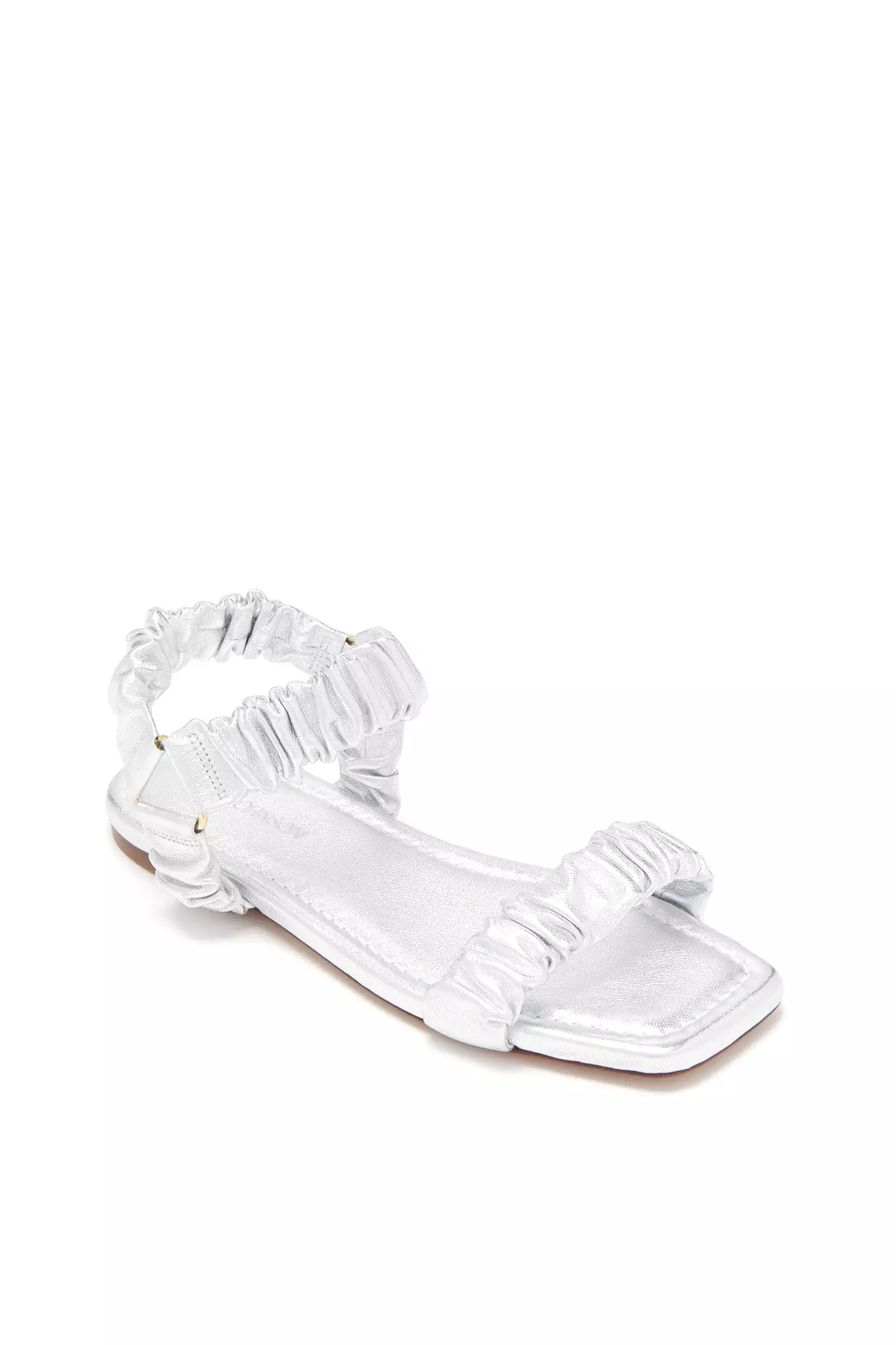 Isabella Ruched Flat Sandal - Silver