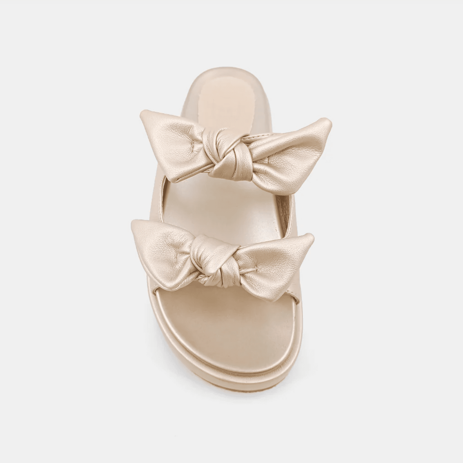 Kiki Gold Flat Form Double Bow Sandals