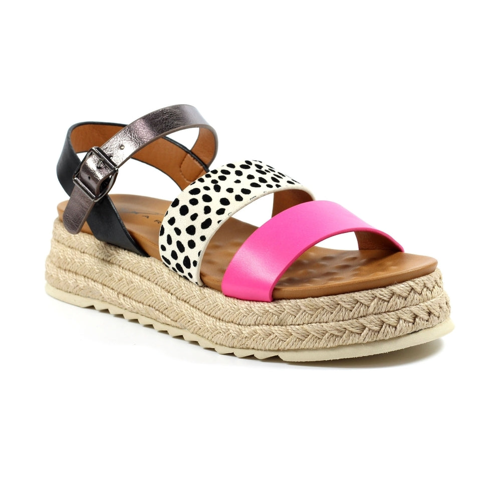 Ladies Lunar Sandals Pink/Multi Chunky Summer Fuchsia