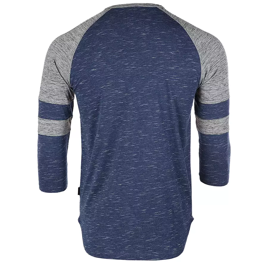 Men's 3/4 Sleeve Baseball Raglan Henley Athletic T-Shirt