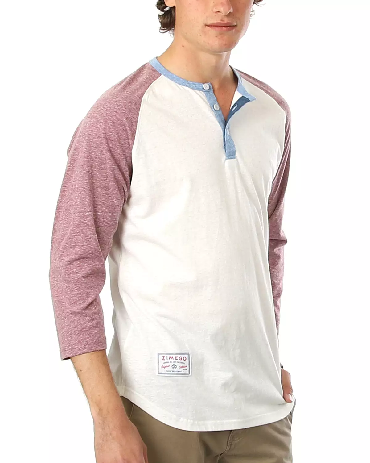 Men's 3/4 Sleeve Baseball Retro Raglan Henley Shirt