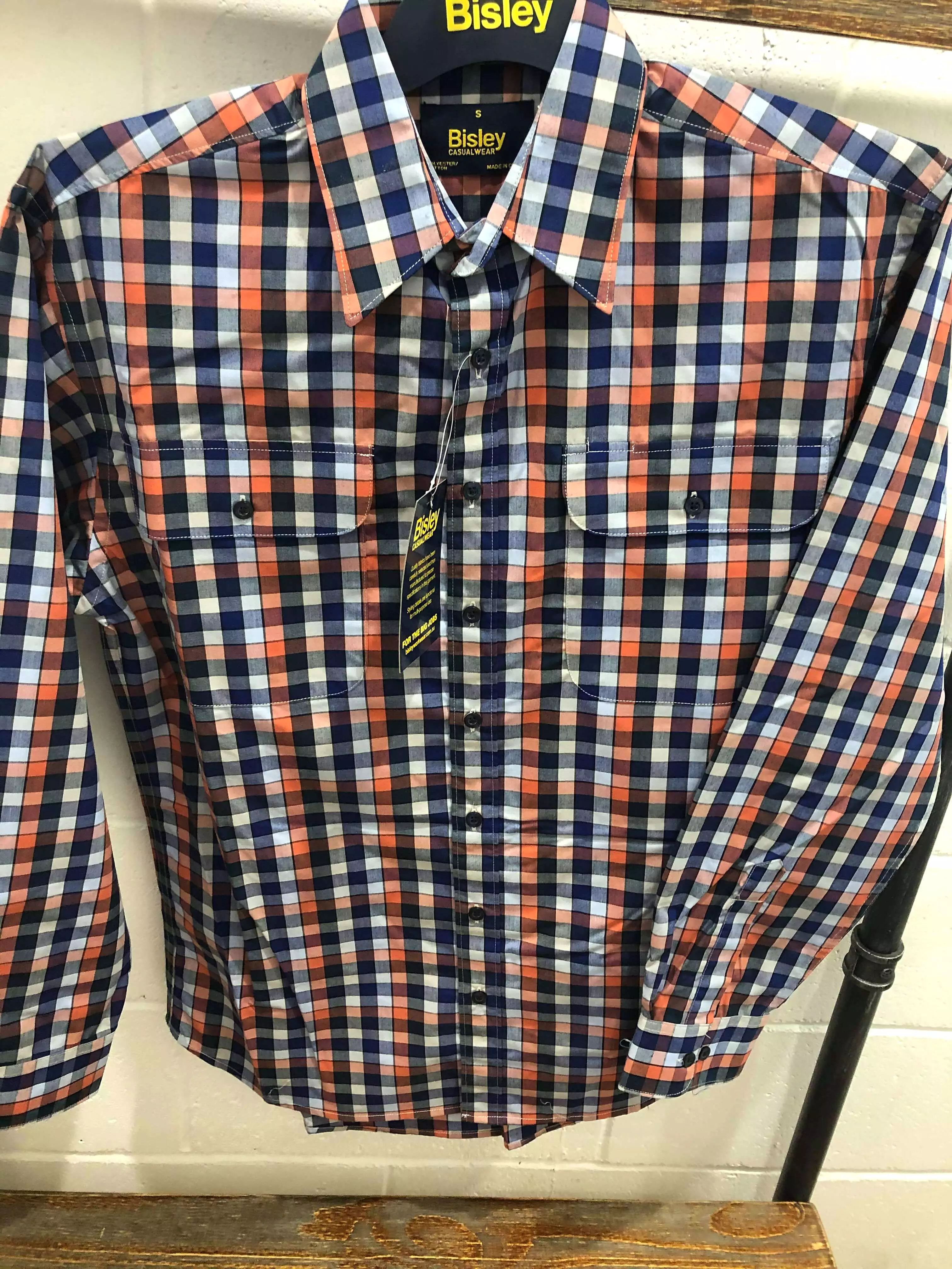 Men's Bisley L/S Check Peach Shirt