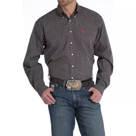 Men's Cinch Black and Red Honeycomb Geometric Print Shirt