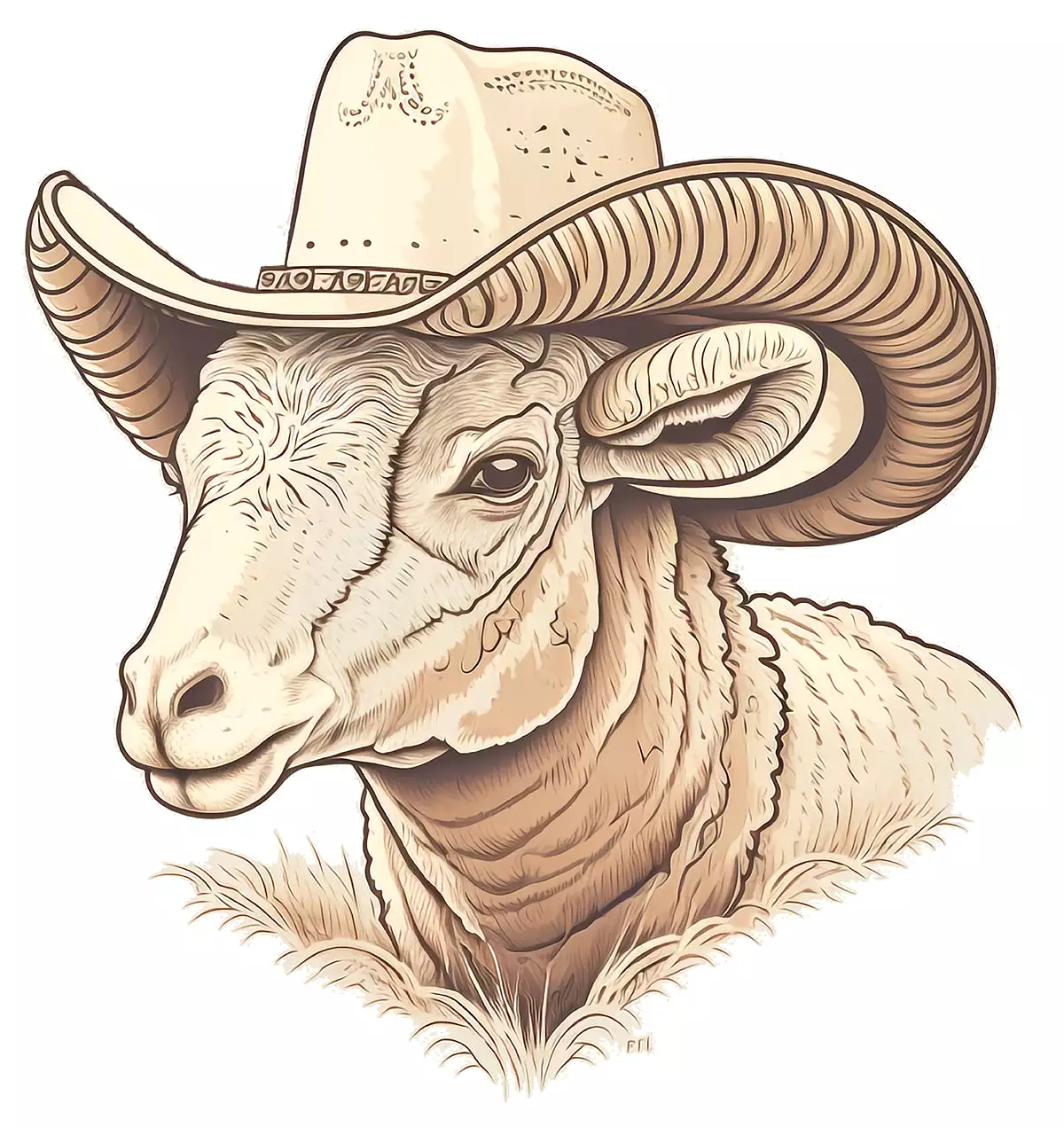 Men's ram cowboy crew neck t-shirt