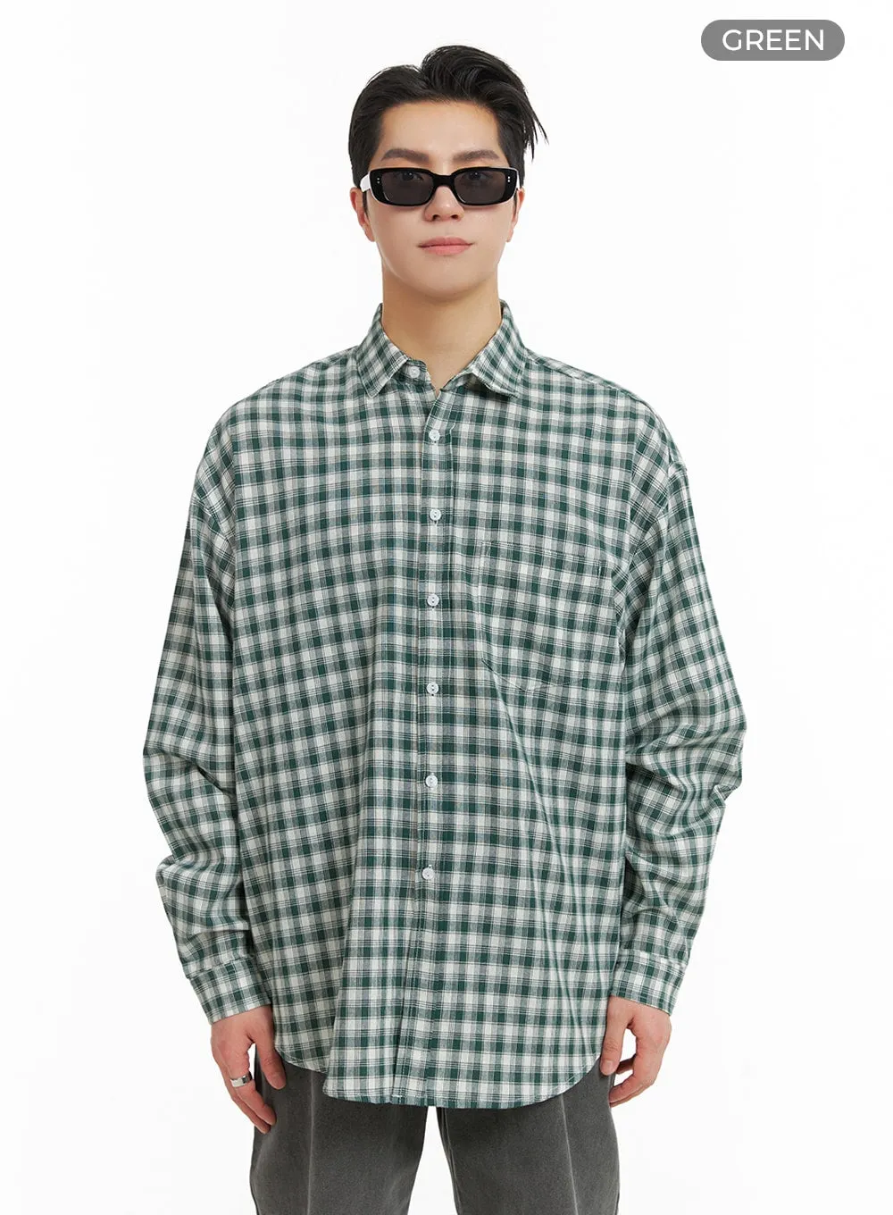 Men's Solid Plaid Shirt IA401