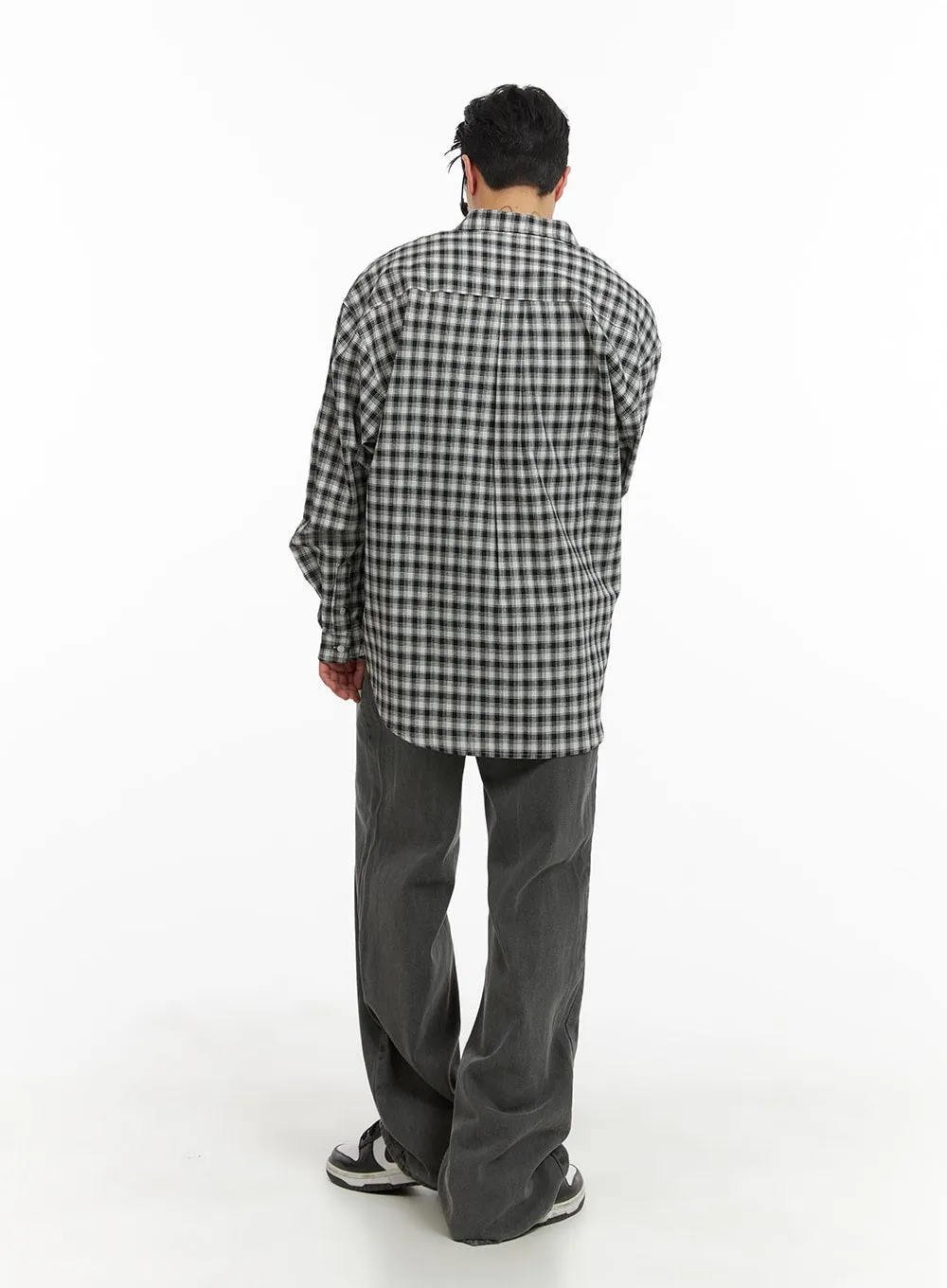 Men's Solid Plaid Shirt IA401