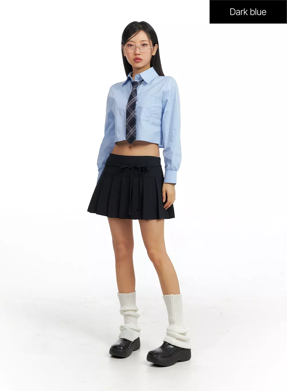 Mid Waist Bowknot Pleated Mini Skirt CF407