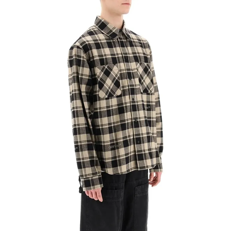 Off-White  |Other Plaid Patterns Street Style Long Sleeves Cotton Shirts