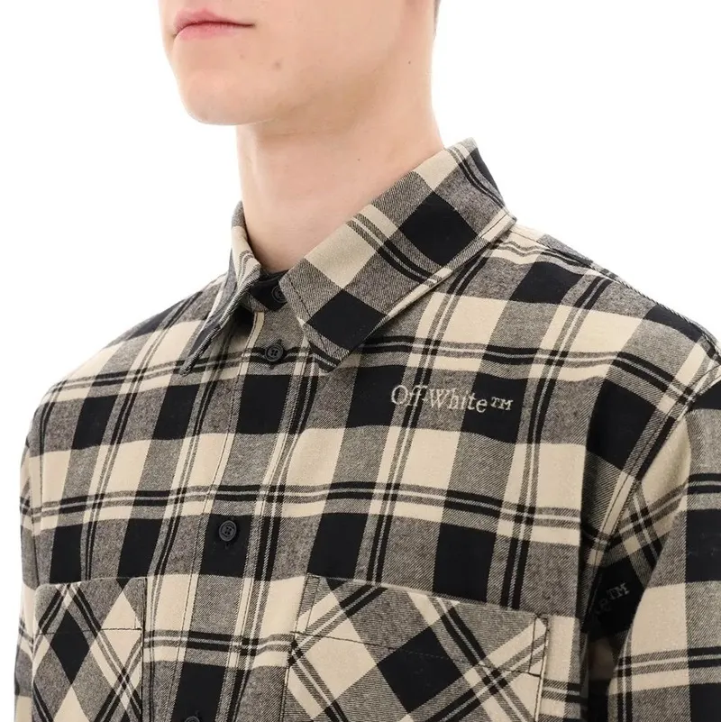 Off-White  |Other Plaid Patterns Street Style Long Sleeves Cotton Shirts