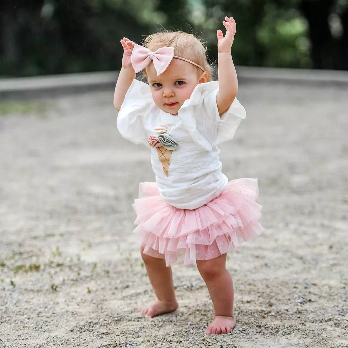 oh baby! Layered Frill Tutu Tushie - Pale Pink/Gold