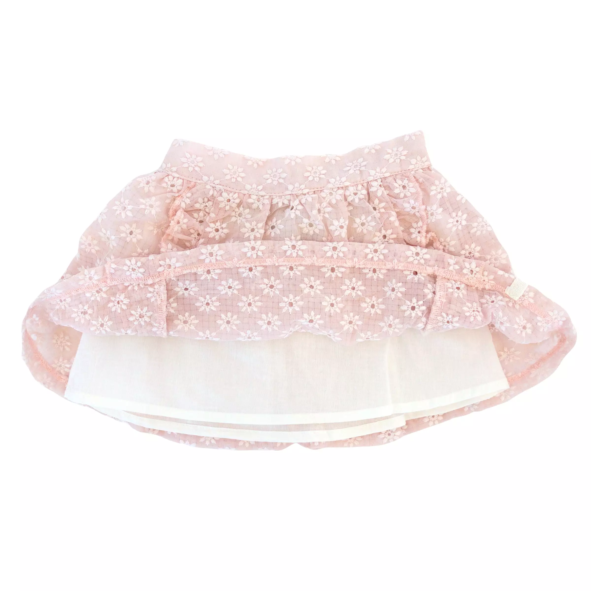 oh baby! Millie Skirt - Embroidered Daisies - Pale Pink