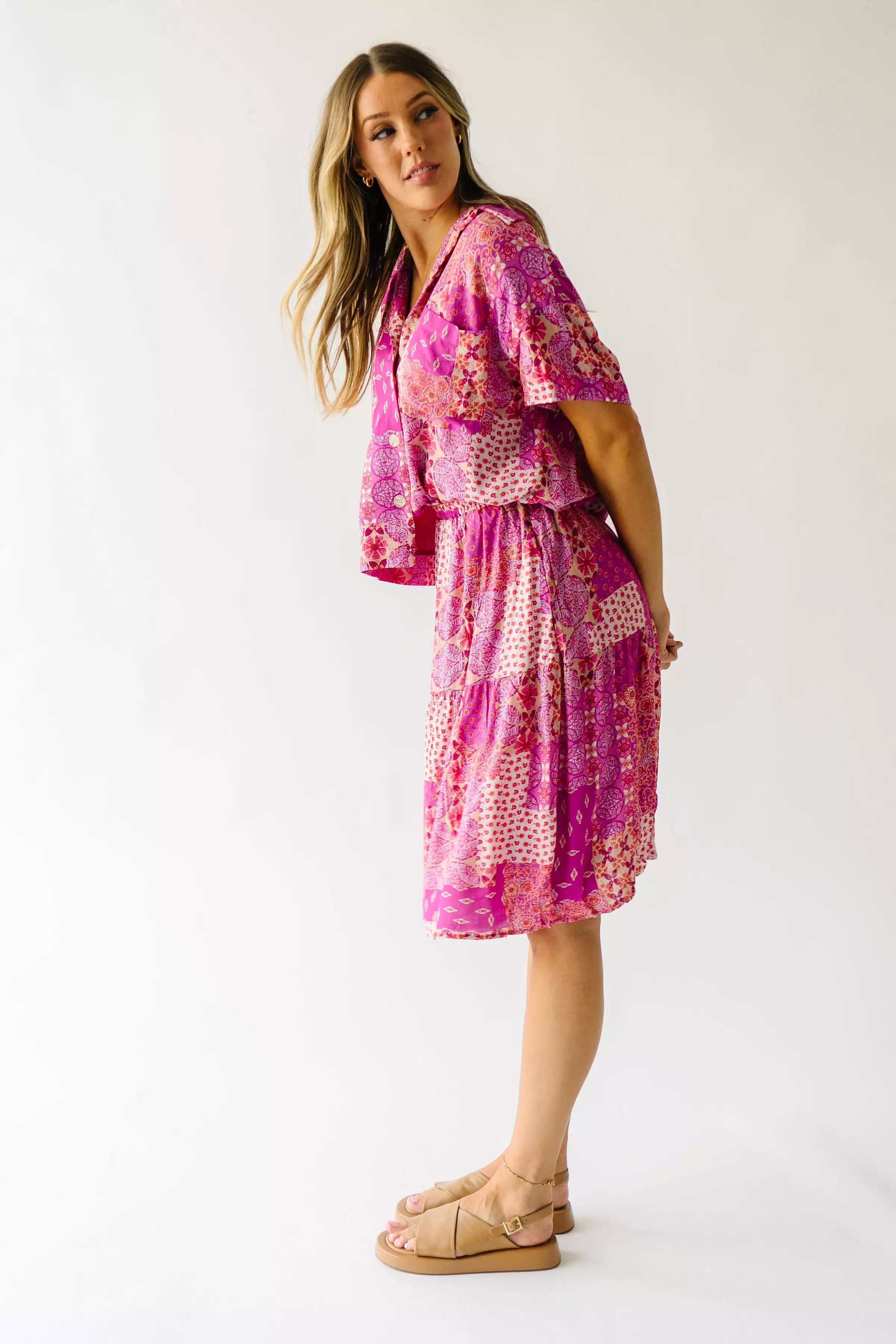 Piper & Scoot: The San Lucas Patchwork Skirt in Fuchsia