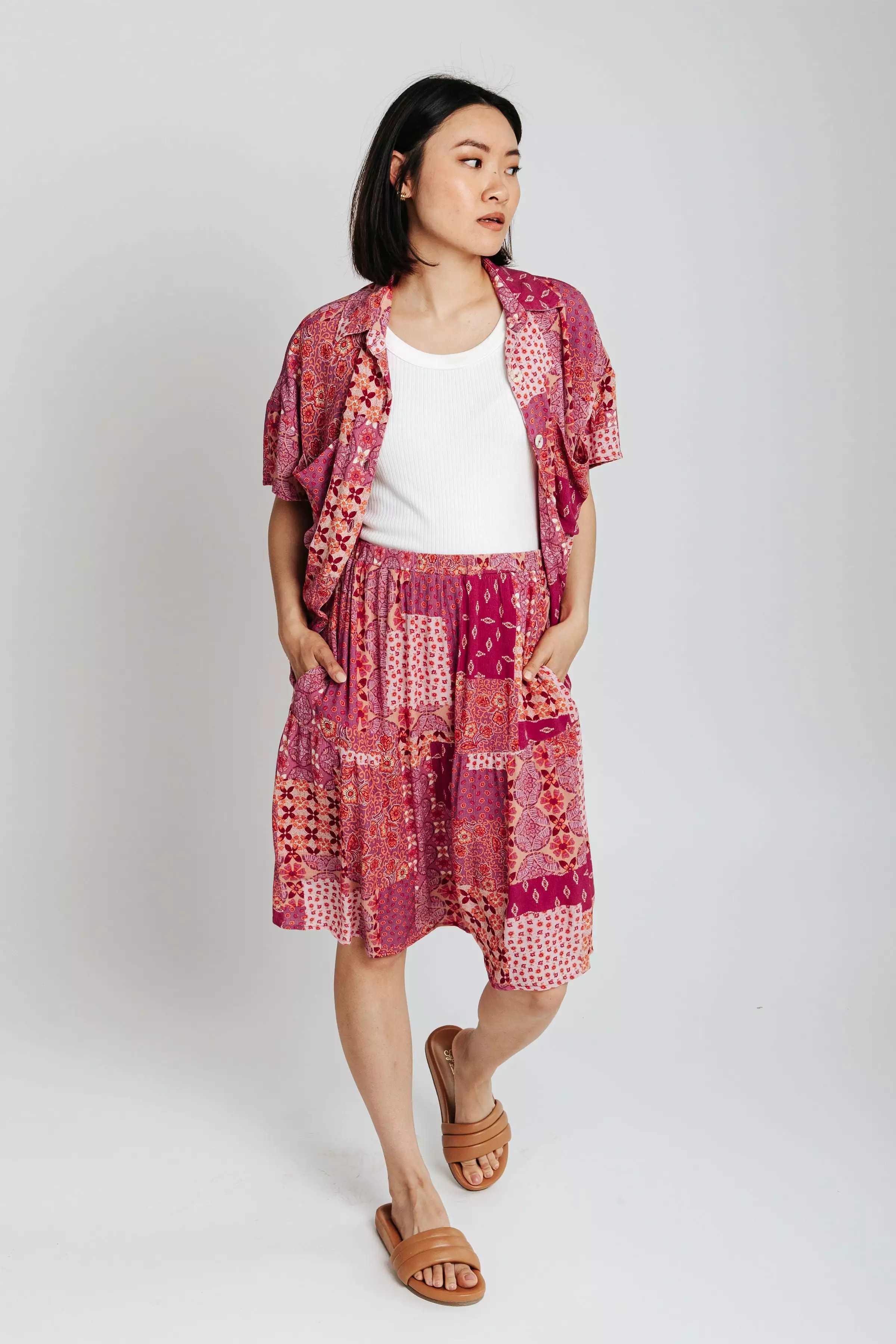 Piper & Scoot: The San Lucas Patchwork Skirt in Fuchsia