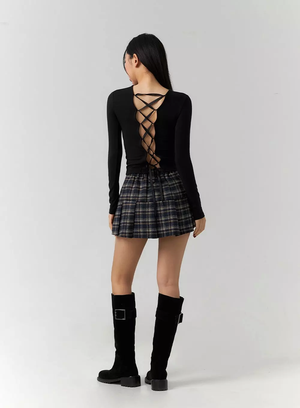 Plaid Pleated Mini Skirt CD307