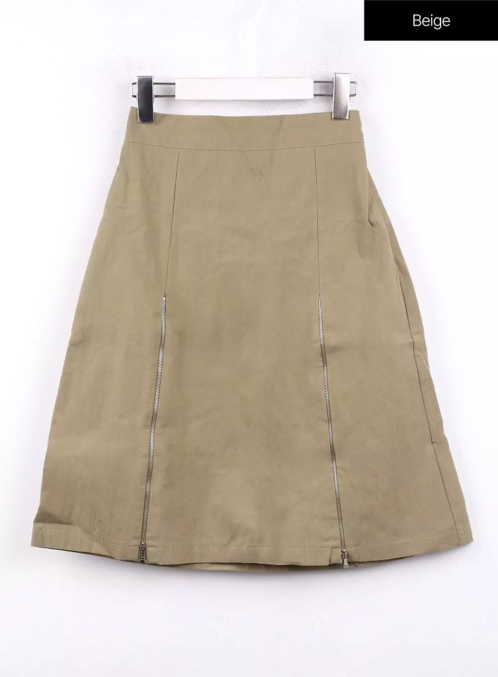 Pleated Zip Up Mid Skirt CJ419