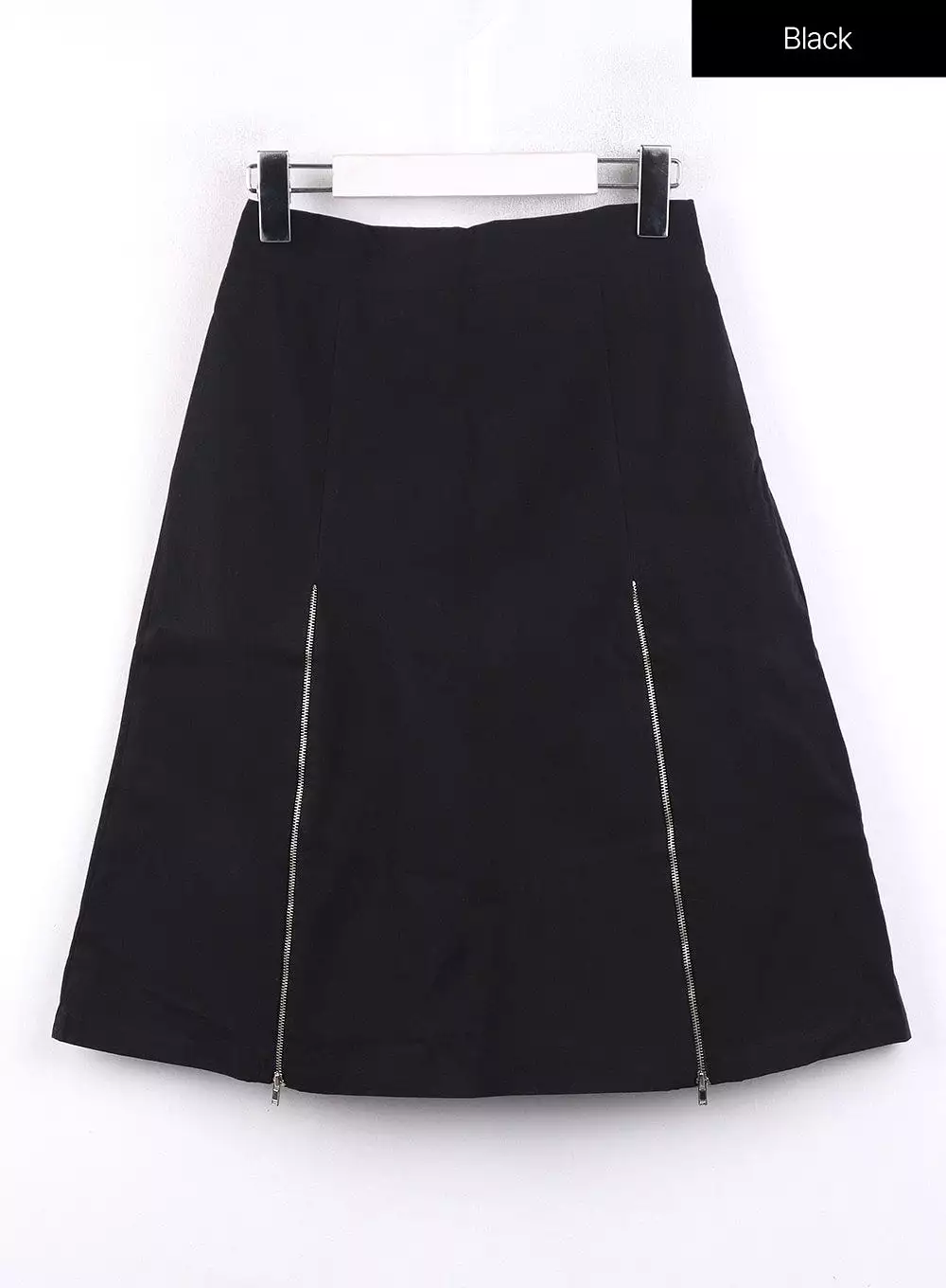 Pleated Zip Up Mid Skirt CJ419