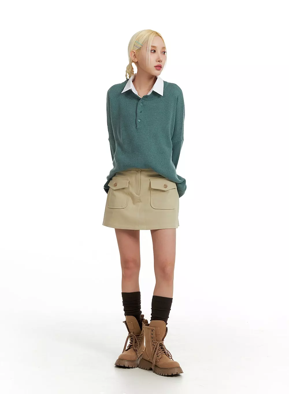 Pocket Cotton Mini Skirt IF408