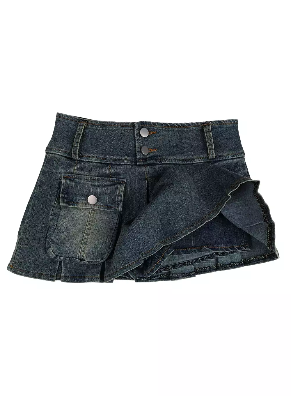 Pocket Pleated Denim Skirt IF426