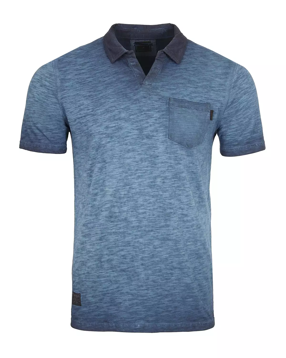 Polo Shirt Vintage Wash Fade Dyed Casual V-Neck Henley