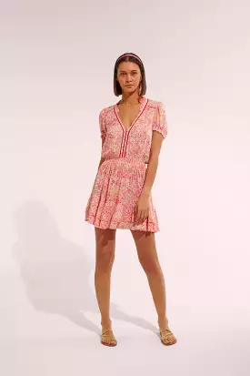 Poupette St. Barth - Mini Dress Bibi V - White Pink Nature