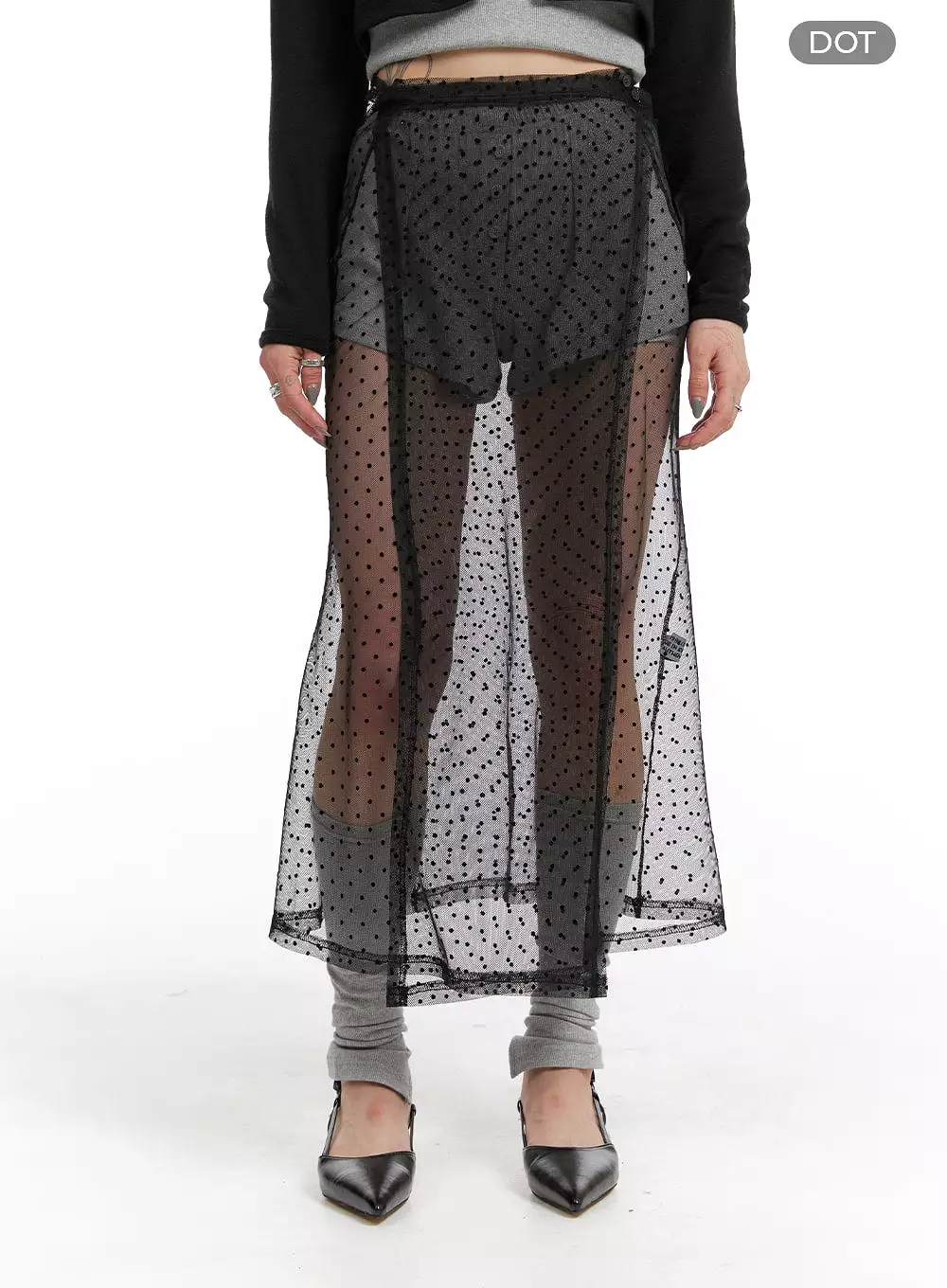 Sheer Wrap Maxi Skirt IF423